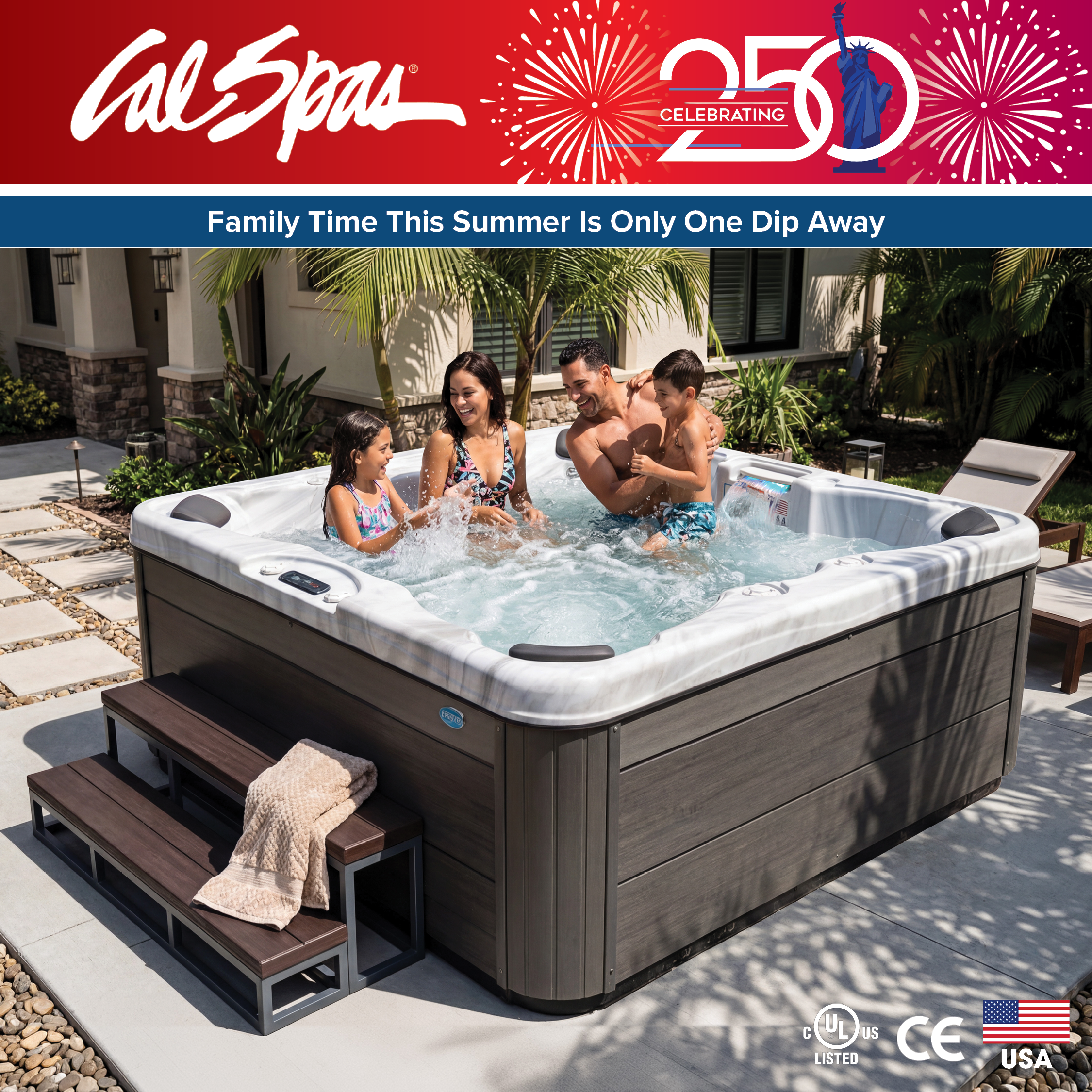 Calspas hot tub being used in a family setting - Seattle